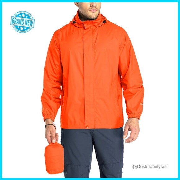 Lightweight Waterproof Rain Shell Jacket Packable Hood Windbreaker Men's